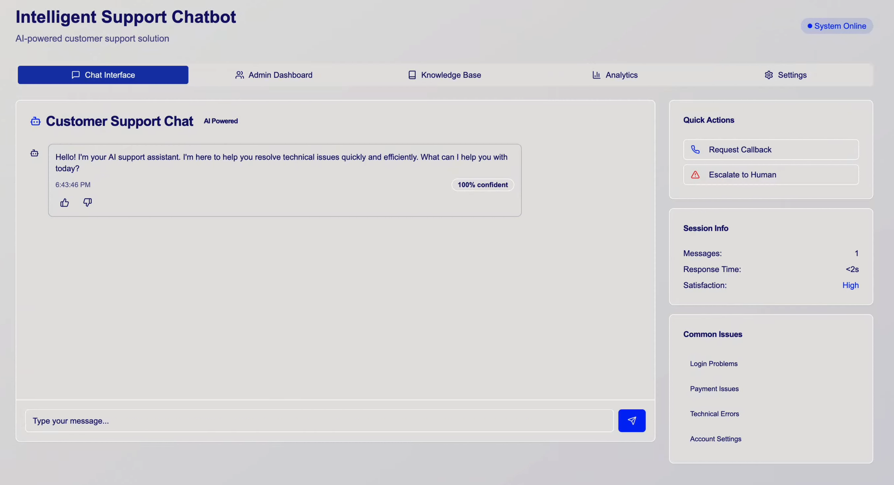 Intelligent Customer Support Chatbot