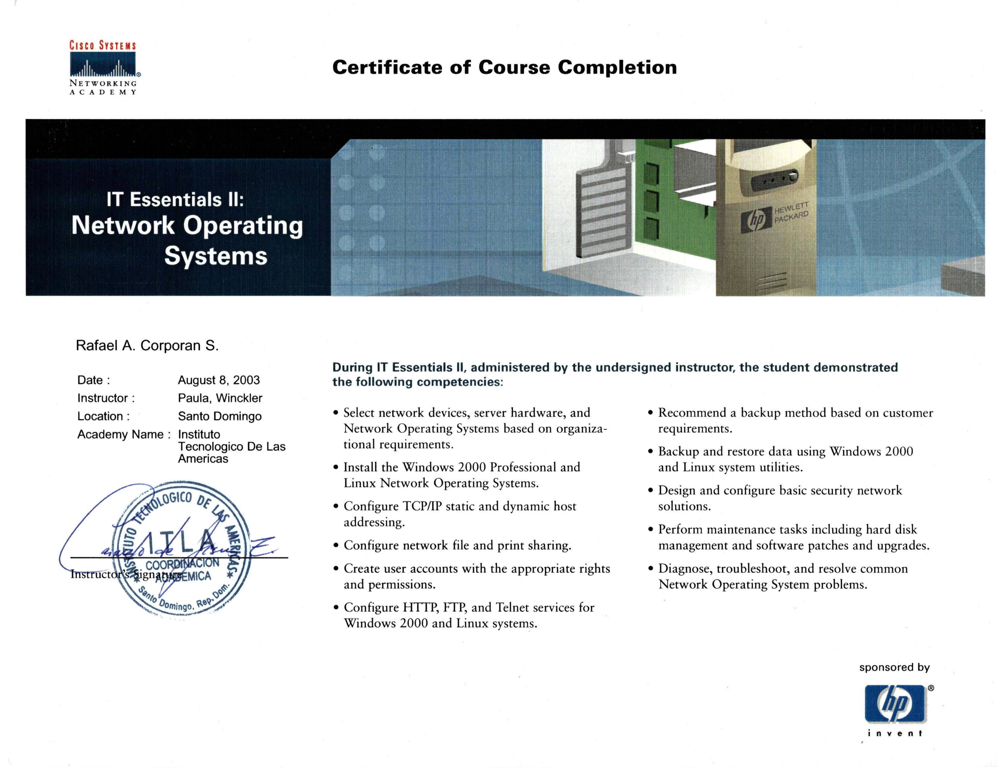 IT Essentials II: Network Operating Systems