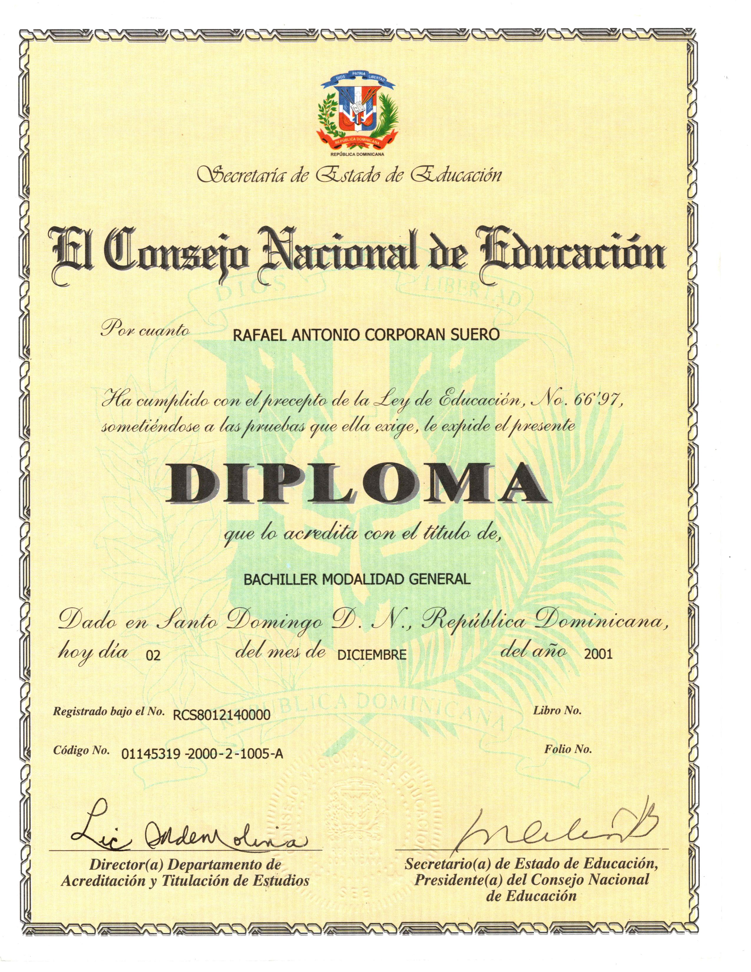 General High School Diploma (Bachiller)
